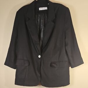 Amanda Smith Pure Linen Women's Black Jacket Size 18W